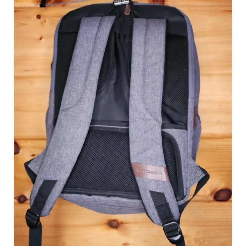 KROSER 17 Inch Travel Computer Backpack Gray Charger Cable